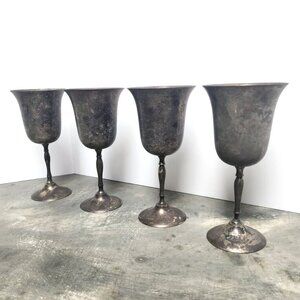 Vintage Wine Goblet Cup E.P.N.S Silver Plated Stemmed Goblet Cup *Rare Set of 4